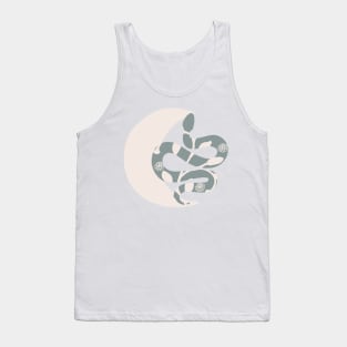 Crescent Moon and Snake With Wild Flowers in Putty and Sage Boho Nursery Colors Tank Top